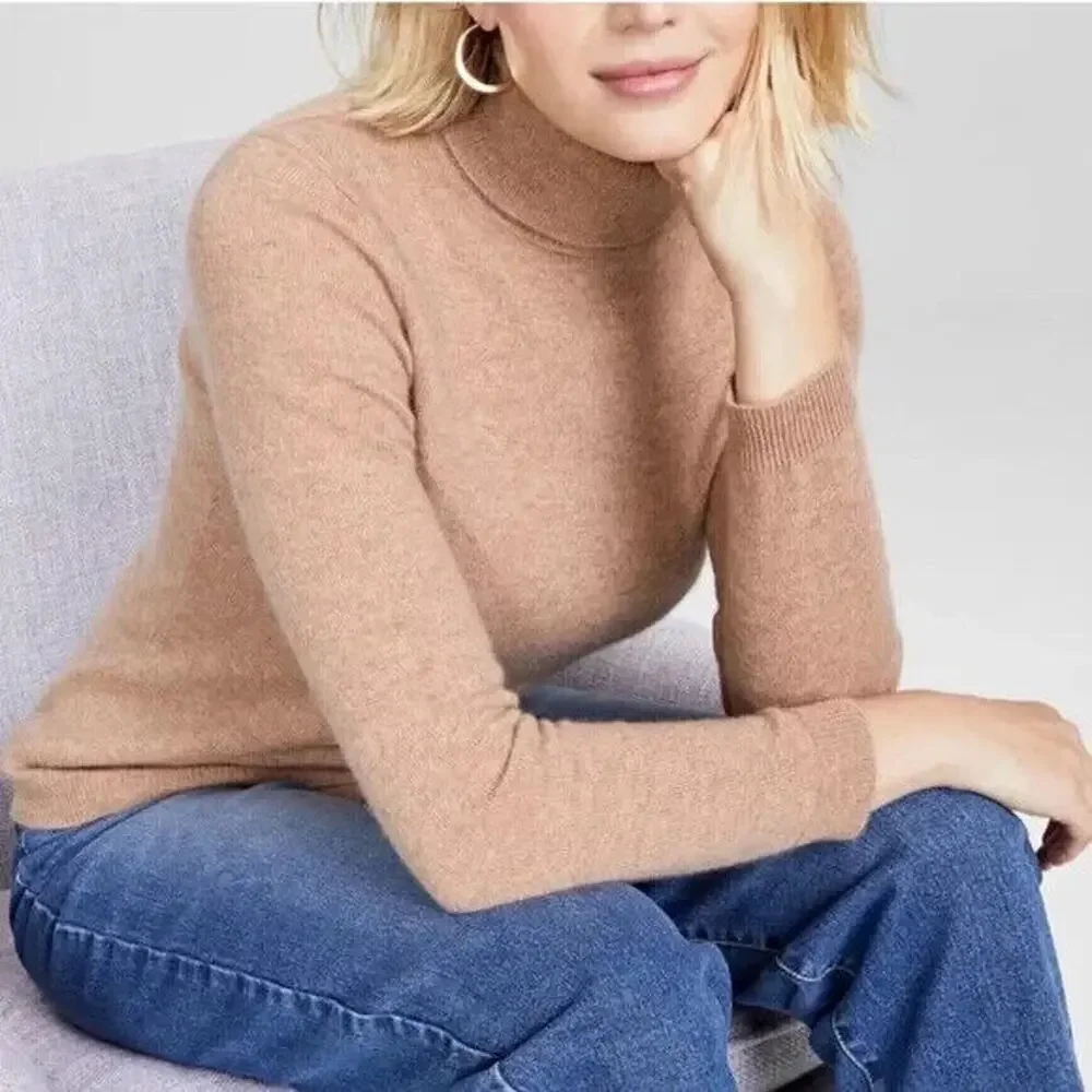 Cashmere Charter Club Luxury Turtleneck Pullover Sweater Brown Women's Size XL - Picture 1 of 12